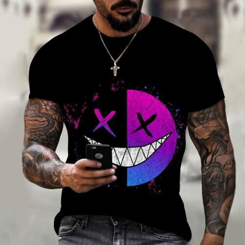 New 20213D pattern printing top hot sale summer ventilated and breathable mens large size fashion hip-hop short-sleeved T-shirt