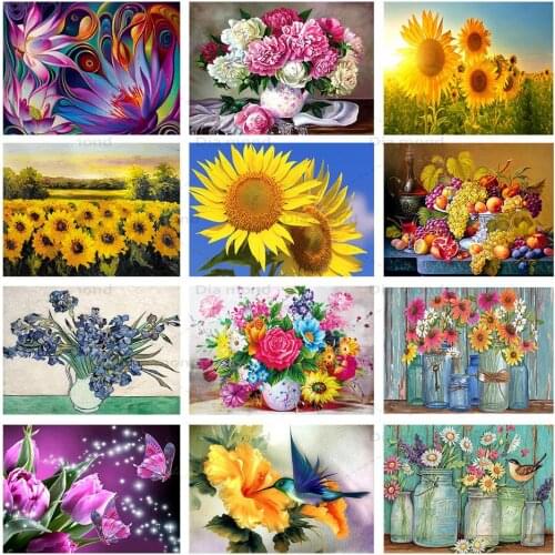 5D DIY Sunflower Diamond Painting Kit Full Square/Round Drill Diamond Embroidery Flowers Mosaic Cross Stitch Home Decoration