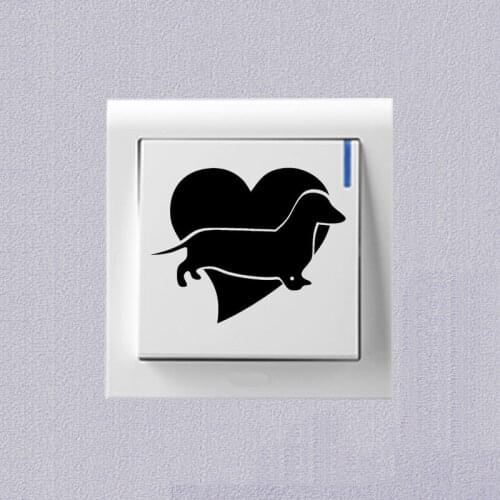 I LOVE MY DACHSHUND Dog Wall Decals Lovely Cartoon Decorative Personality Stickers 2SS0574