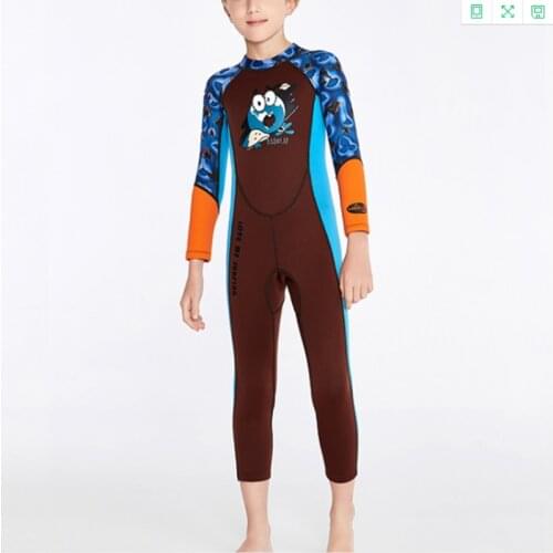 Boys Wetsuit L/S Full Suit 2mm Neoprene Swimsuit UV Protection Keep Warm Surfing Diving Suit Back Zip Kids for Water Sports