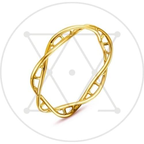 New Europe & American hot 14K gold ring 925 silver DNA double helix ring 2020 woman fashion DIY fine jewelry gifts free shipping