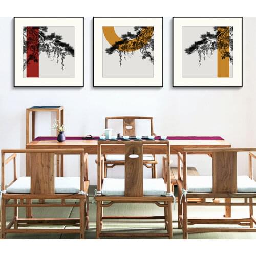 New Chinese Style Pine Tree Living Room Sofa Background Wall Decoration Painting Bedroom Bedside Zen Ink Study Mural Canvas