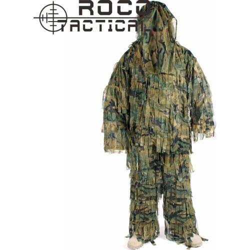 ROCOTACTICAL Breathable Lightweight Camouflage Sniper Ghillie Suit Sniper Airsoft Paintball Military Camouflage Suit Woodland