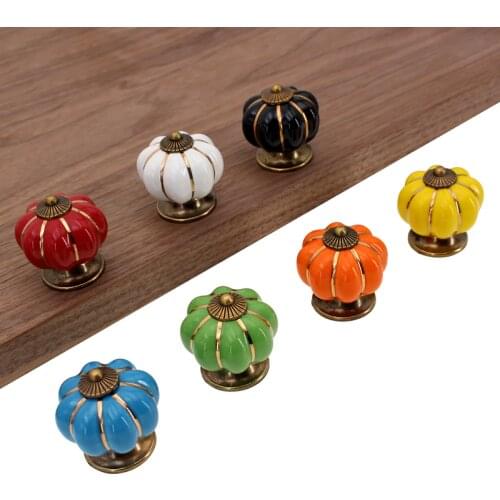 RUNBAZEF Seven Color Single Hole Pumpkin Childrens Room Children Furniture Drawer Cartoon Rural Ceramic Door Handle Hardware