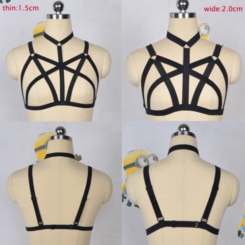 Sexy Black Women harness Harajuku Cage Bra Gothic Body Harness Handmade Can Adjust Bondage Harness Belt