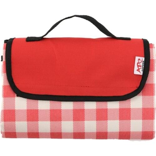 New Outdoor Foldable Waterproof Picnic Mat High Quality Oxford Camping Blanket Portable Travel Beach Pad Red Grid