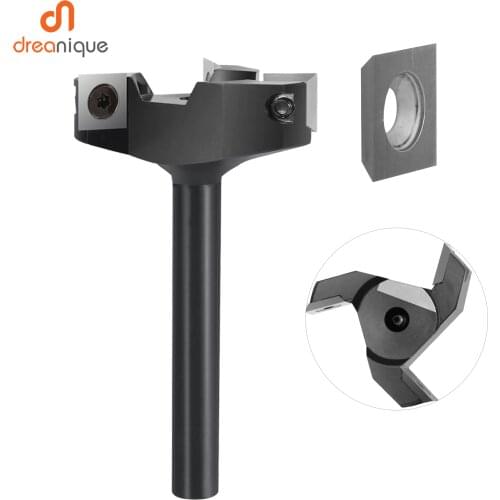 Dreanique 3-Flute Wood Planer Bit 35mm 60mm Cutting Diameter 8mm 12mm Shank Spoilboard Surfacing Router Bit Insert Carbide Slab