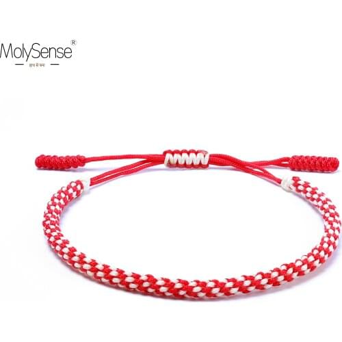 MolySense Tibetan Buddhist Lucky Charm Tibetan Bracelets & Bangles For Men Handmade Knots Nylon Thread Red Rope Bracelet