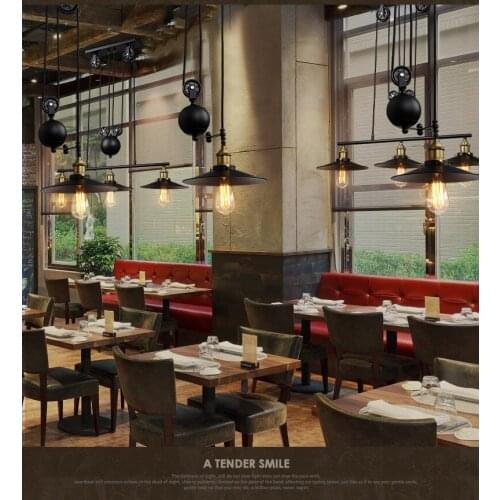 Vintage Loft Pulley Pendant Lamps Adjustable Pendant Lamp Free Shipping 2/3 Head Ancient Industrial Style American Country Metal