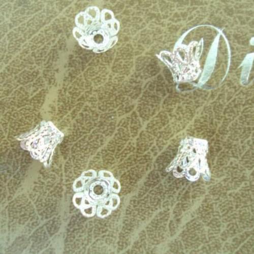 100PCS 7mm Bead Caps Flower Bead Caps Findings Filigree Flower Cup Shape For DIY Jewelry Making