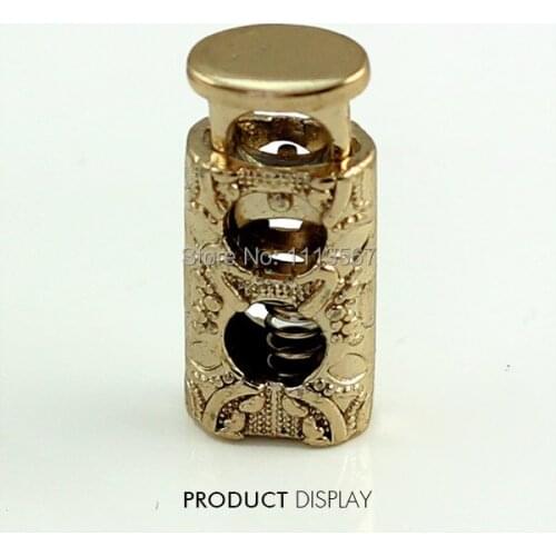 100pieces Gold Tone METAL Barrel Cylinder Stopper Toggle Cord Locks Drawstring Sewing with 2 holes Sewing On Garment NK76