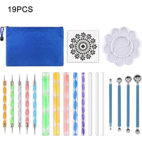 19 PCS Dotting Painting Tools Embossing Stylus Set Mandala Rock Painting Carving Kit For Clay Pottery Craft Art Drawing Colo