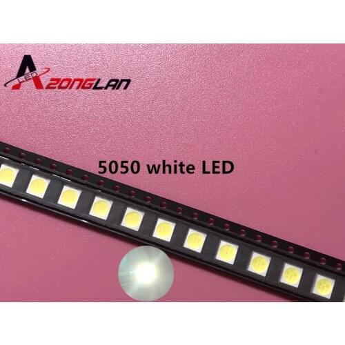 200pcs 5050 White SMD/SMT 3-CHIPS LED PLCC-6 Super Bright lamp light High quality 5050 SMD LED COOL WHITE