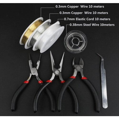 1 Set Jewelry Tools Material 3Pcs pliers/1Pcs Tweezers/4 rolls Wire Cord For DIY Making Bracelet Necklace Earring Accessories
