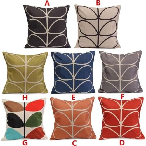 45cm x 45cm Durable Home 18 Inch Vintage Linen Leaf Print Cushion Cover Home Sofa Decor Throw Pillow Case Wholesal Dropshipping