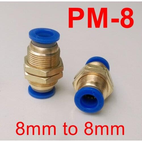 5Pcs/lot PM8 Quick Joint Connecting Pneumatic Air Tubing Fittings 8mm-8mm Bulkhead Straight Union