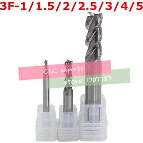 7pcs 3F-1-5 carbide Square Flatted End Mill,3flute Milling Cutter For Aluminum Endmill Tools Carbide Cnc End Mill Router Bits