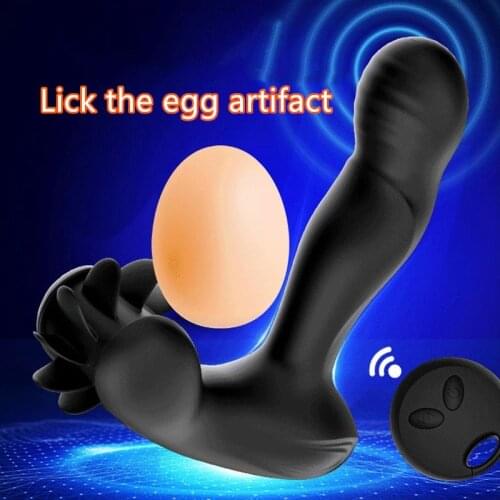 New 12 Speeds Vibrating Male Prostate Massage Anal Plug Smart Heating Tongue Licking Prostate G-Spot Stimulate SM Gay Anal Toys