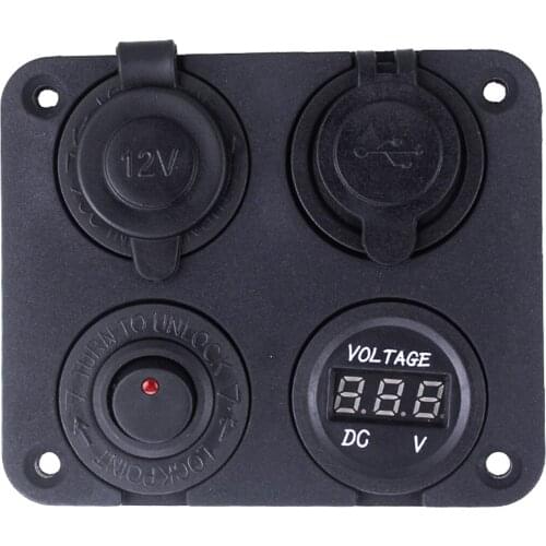 SOONHUA Car Boat Cigarette Lighter Socket Vehicle Charger Dual USB Car Chargers Voltmeter Switch Panel DC 12V-24V Dropshipping