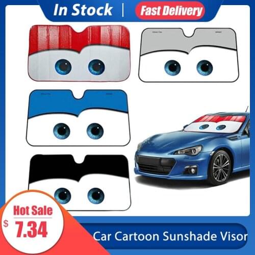 Car Front Window Visor Sunscreen Curtain 130*70 Car Solar Protection Foils Automobile Cute Cartoon Folding Sunshade Visor