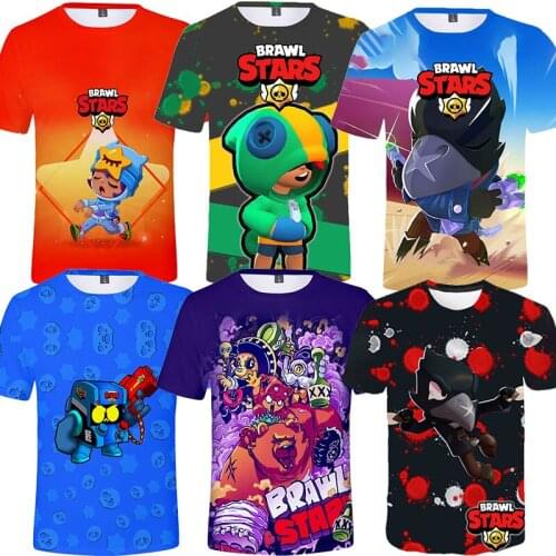 Browlers Shooting Game Leon and Star,Crow 3d T-shirt Shirt Boys Girls Harajuku Short Sleeve Jacket Coat Kids Tshirt Teen Clothes