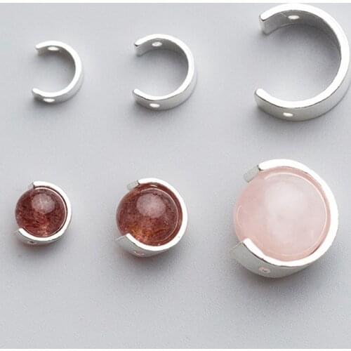 100% 925 Sterling Silver Spacer Beads 6mm 8mm 12mm Half Round Encircle Charm Beads Fit Bracelets Earrings Making DIY Jewelry