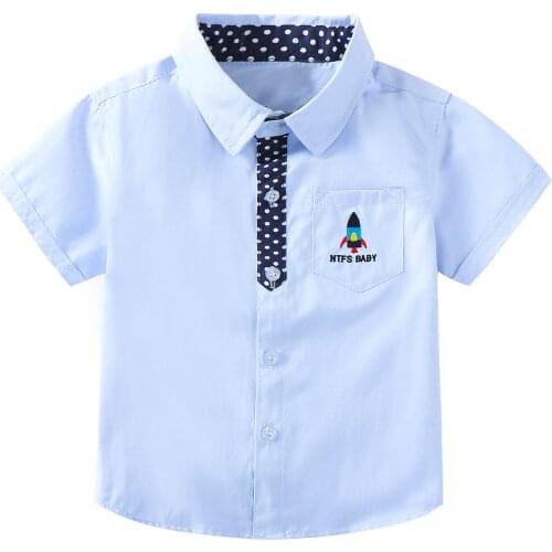 IENENS Summer Kids Boys Gentlemen Shirt Tops Clothes Children Baby Boy Formal Cotton Short Sleeves Top T-shirt Clothing Blouse