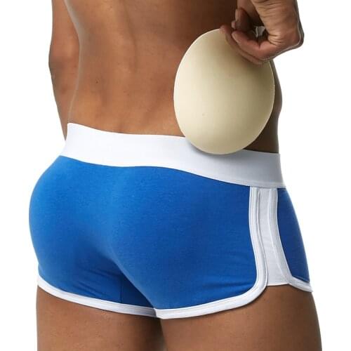 Men Cotton Underwear Boxer Shorts Buttocks Enhancer Men Underwear with Padded Enhancement Male Boxers Trunks Male Panties