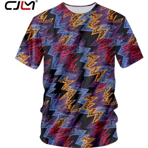 CJLM Cool Tshirt Men Summer Tops Print Colorful Curve Painted 3d T-shirts Hip Hop Short Sleeve Casual T Shirts Unisex Tee Shirts
