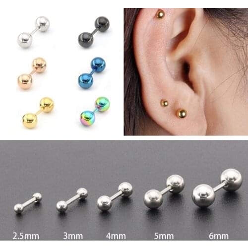 5pcs 16G Tragus Helix Bar 2.5-6mm Ball Stainless Steel Barbell Daith Oreja Ring Stud Earing Cartilage Ear Piercing Body Jewelry