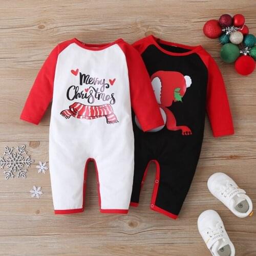 Cute Baby Clothes Girl Christmas Clothes Cotton Letter Snowman Patchwork Long Sleeve Baby Romper Fashion Baby Boy Clothes 0-18M