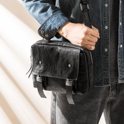 Leather mens messenger bag, fashion trend shoulder bag, first layer cowhide casual mens bag
