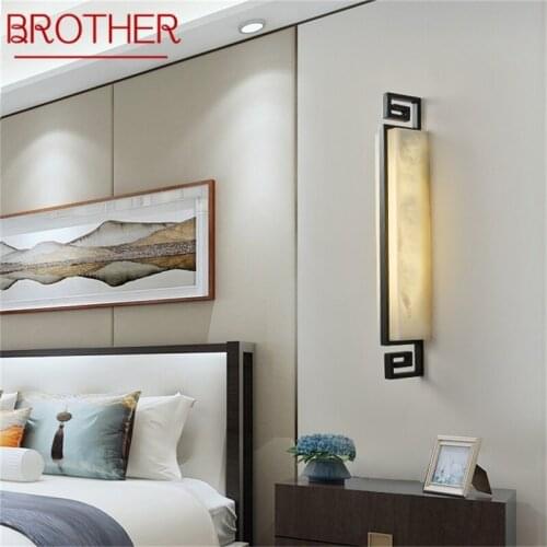BROTHER Copper Indoor Sconce Lights Modern Luxury Dolomite LED Wall Lamp Design Balcony For Home Corridor