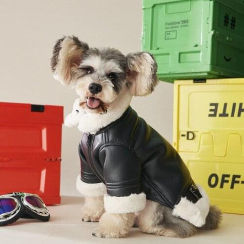 Fashion Pet Dog PU Leather Jacket Warm Coat Shirt Undershirt For Small Medium Dogs Schnauzer French Bulldog Hoodie Clothes