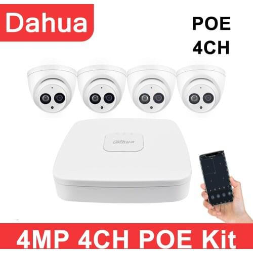 Dahua set Dahua CCTV Kit NVR 4CH NVR2104-P-I 4MP IPC-HDW4433C-A Network Video Recorder Remote view Surveillance System