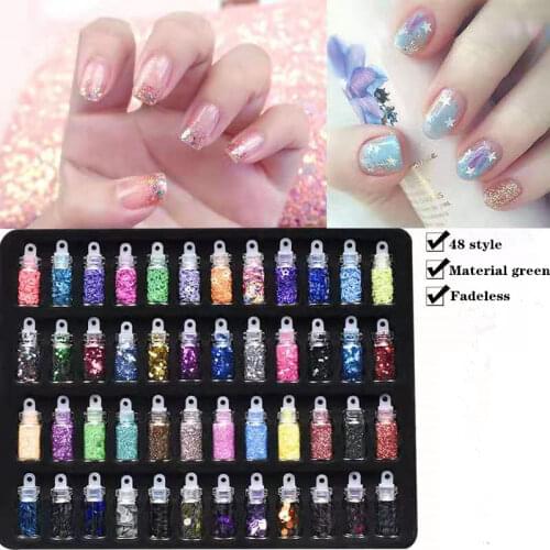 12/24/48bottles set Glitter Laser powder Sequins mini beads small beads Hexagon sequins for nail decoration