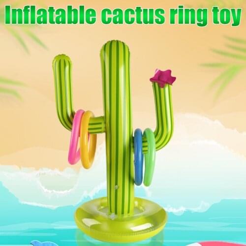 Cactus Inflatable Ring Toys Swimming Pool PVC Party Game Inflatable Pool Toys with Summer Family Outdoor with 4 Ring