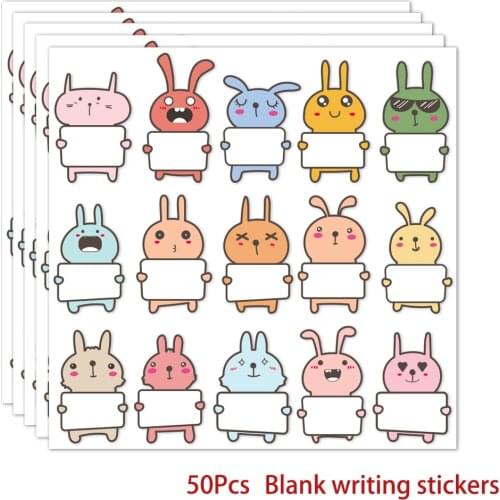 50-100Pcs Cute Animal Stickers 15 Designs Blank Word Stickers For Schools Kids Stickers For Scrapbooking Stationery Name Sticker