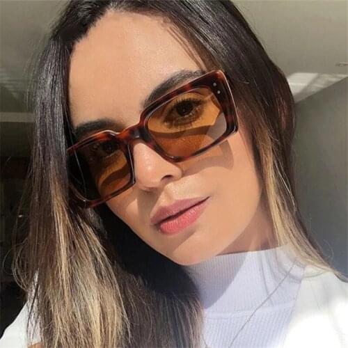 Square Vintage Sunglasses Women Luxury Brand Deisgner Small Eyewear Men Rectangle Sun Glasses Ladies Sexy Leopard Shades UV400