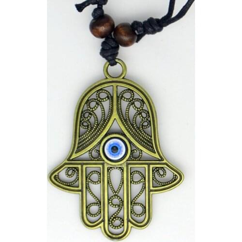 Evil eye Khamsah Hamsa Hamesh Hand of Fatima Hand of Miryam Vintage Alloy Pendant Necklace Womens Amulet Fashion jewelry