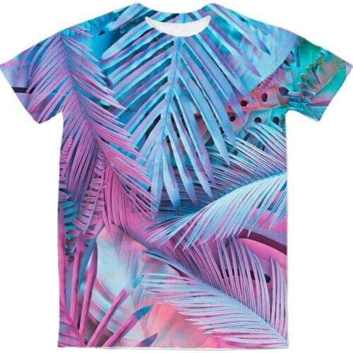 Real USA American Size Neon Glow Tropics 3D sublimation print High Quality Breathable T-shirts plus size 4XL 5XL 6XL