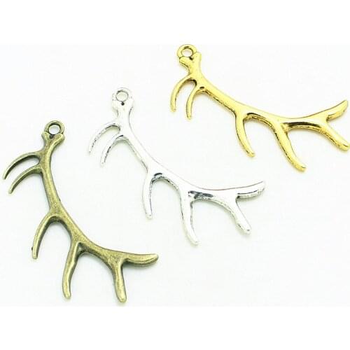 Sweet Bell 10 pcs/lot 33*67mm Deer Antler charm Three color tone diy jewelry making 4D771