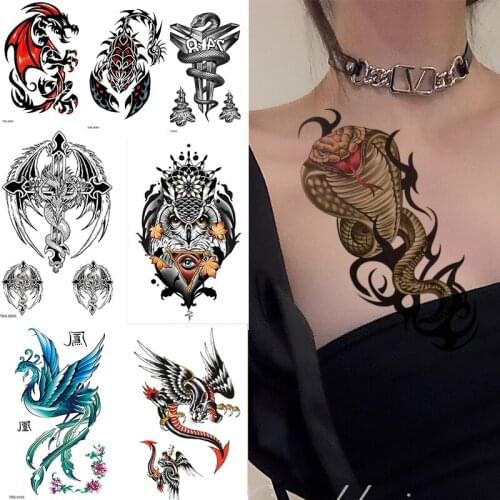 Arm Leg Chest Temporary Body Tattoo Snake Fox Tiger Fake Tattoos Waterproof Tatoo Water Transfer Tattoos Stickers Decals Sex