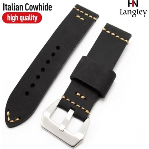 Top Grade Italy Crazy Horse Cowhide Band Handmade Retro Genuine Leather Watchband 20mm 22mm 24mm Watch Accessories Watch Straps