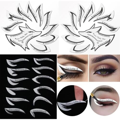 24 Pcs Eyeliner Stencils Eye Makeup Template Stickers Card 12 Styles Non-Woven Eyeliner Eyeshadow 3 Minute Lazy Shaping Tools