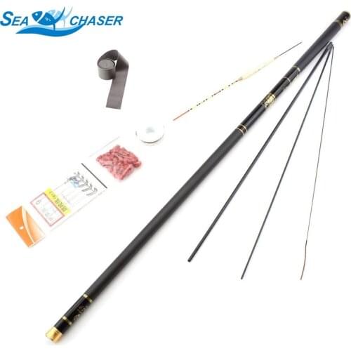 Carp Fishing rod 3.6M-8.1M Carbon Fiber Telescopic Fishing Rod Super Hard Ultra Light Stream Fishing Rod Hooks Set Free gift