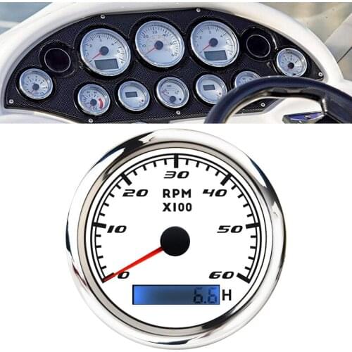 Universal Speedometer 12V/24V Odometer 85mm LCD Hourmeter Tachometer Backlight for Marine Car Motorcycle