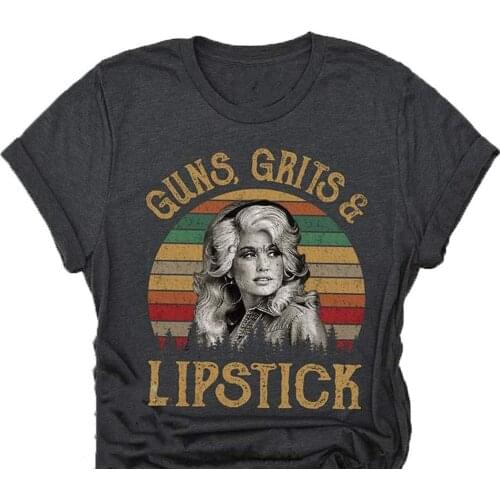 GUNS Girls and LipStick Vintage Shirt D.olly P.arton TShirt Funny Gift for Men Women Black