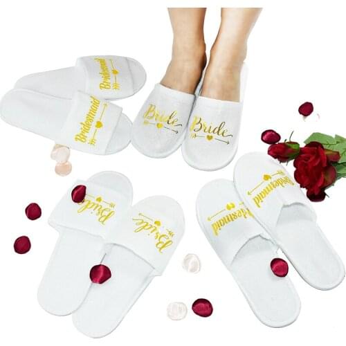 1 Pair Bridesmaid Disposable Soft Slippers For Bridal Shower Hen Night Bachelorette Wedding Decor Bride To Be Party Supplies