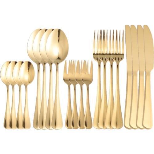 20 Pieces Stainless Steel Gold Cutlery Set Tableware Dishwasher Safe Fork Spoon Knife Dinnerware Set Soup Spoon Cutlery Flatware